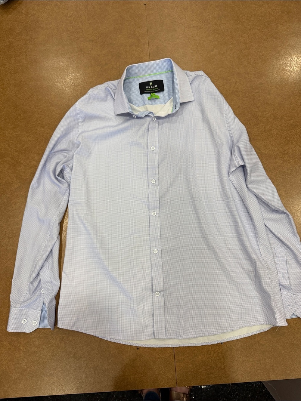 Tom Baine slim fit pale blue, light weight dress shirt, spread collar, men’s XL